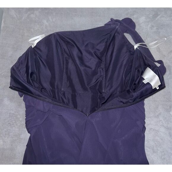 Women’s Wedding Guest Party Gown Bridesmaid One shoulder Dark Purple 10 - Picture 8 of 10